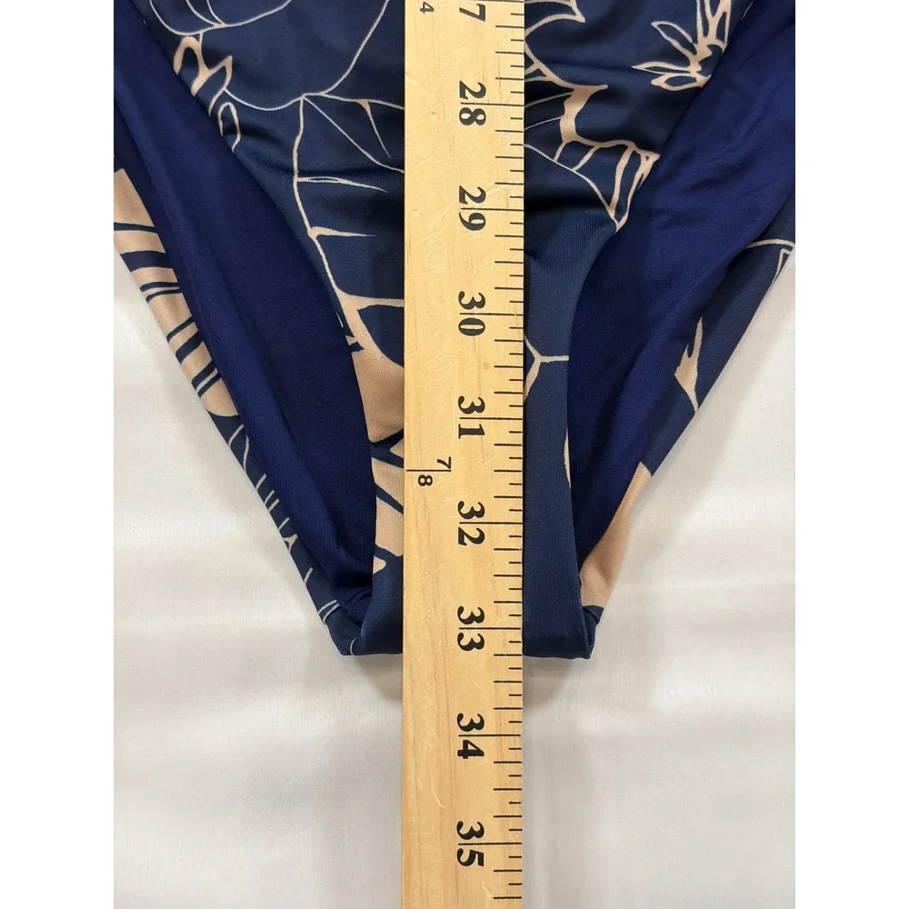 Patagonia Womens Nireta One Piece Swimsuit Navy Blue Floral Cutout High Neck M